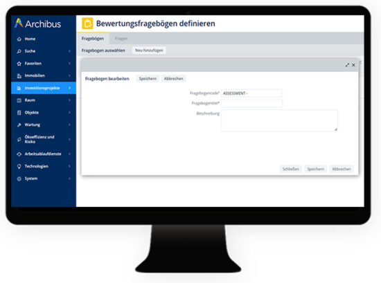 Archibus_Ansicht-Bewertungsbögen-definieren