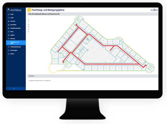 Archibus_Dashboard Fluchtweganzeige